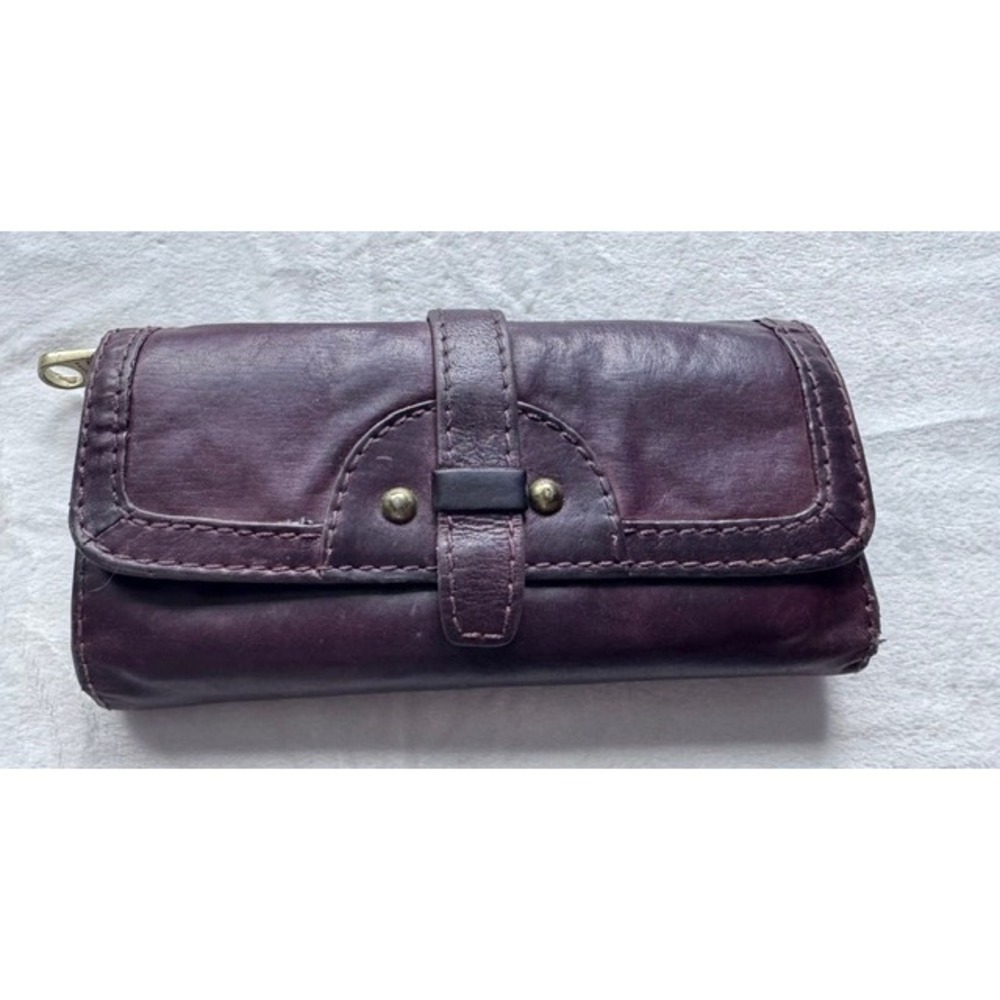 UGG Australia Women Genuine Leather Continental Wallet Plum Purple Snap Clutch